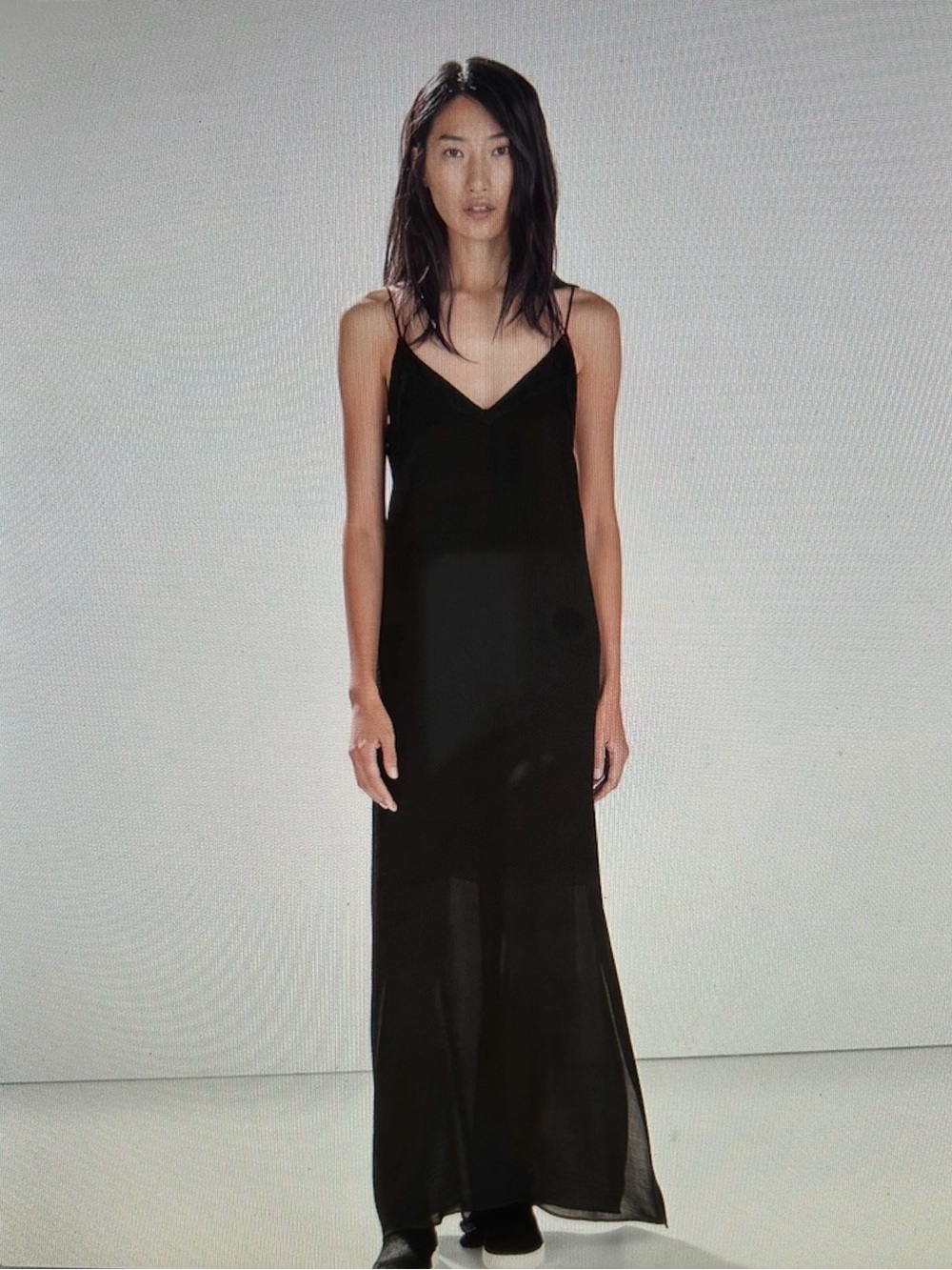 Zara  Black Slip Maxi Dress with Side Slit - Picture 2 of 11